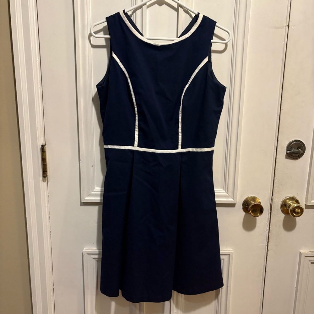 Tommy Hilfiger Navy Mini Dress with White Accents - Size 8